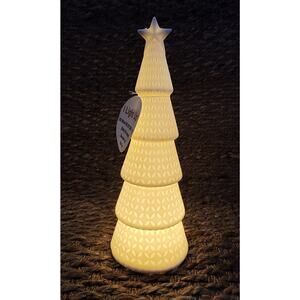 NEW White Tiered Tabletop Porcelain Light Up Christmas Tree 12.5" Holiday Decor